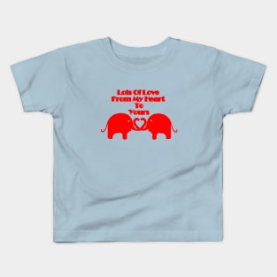 HAPPY Valentines Day Red Elephants Joined At The Trunk Typography Kids T-Shirt